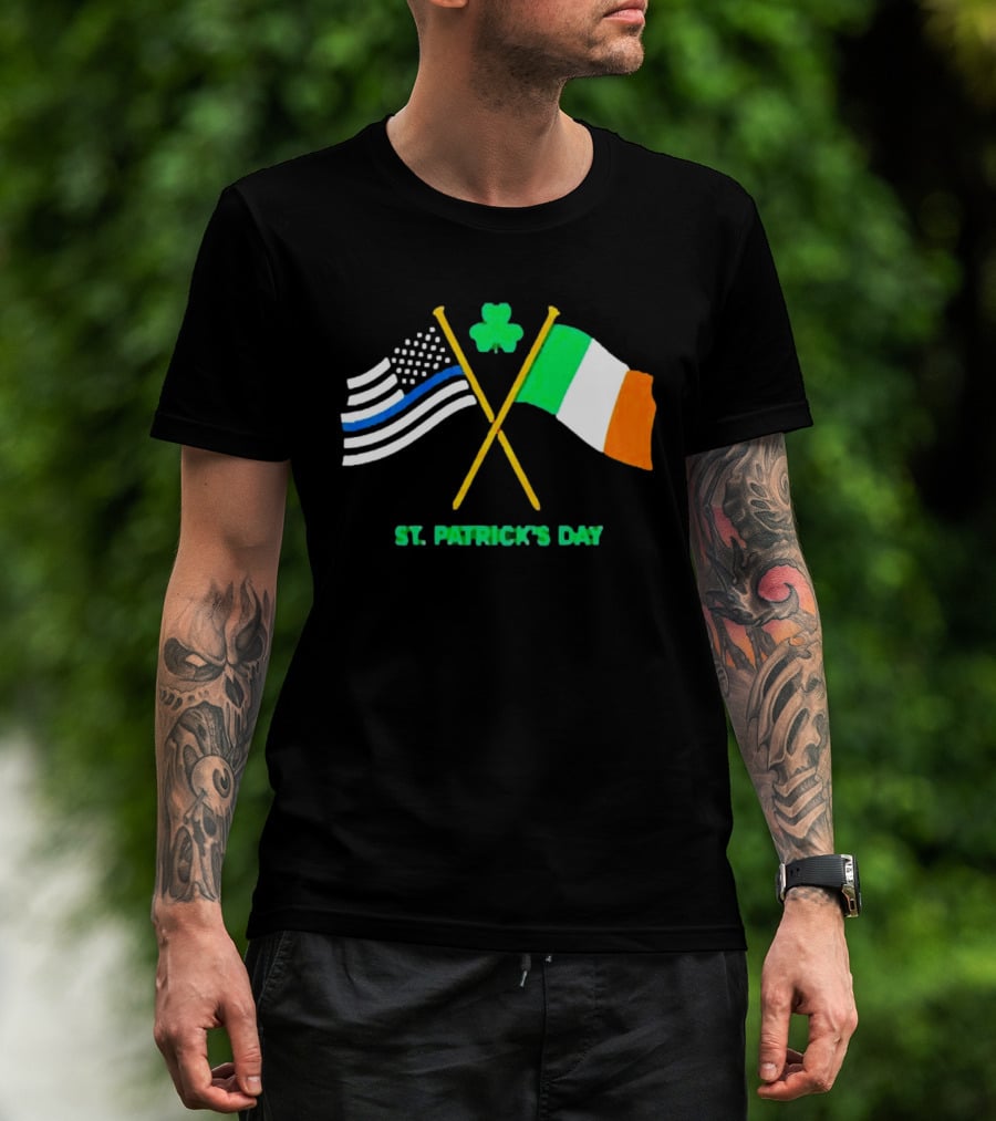 St. Patrick's Day American And Irish Flag Shamrock Celebration T-Shirt