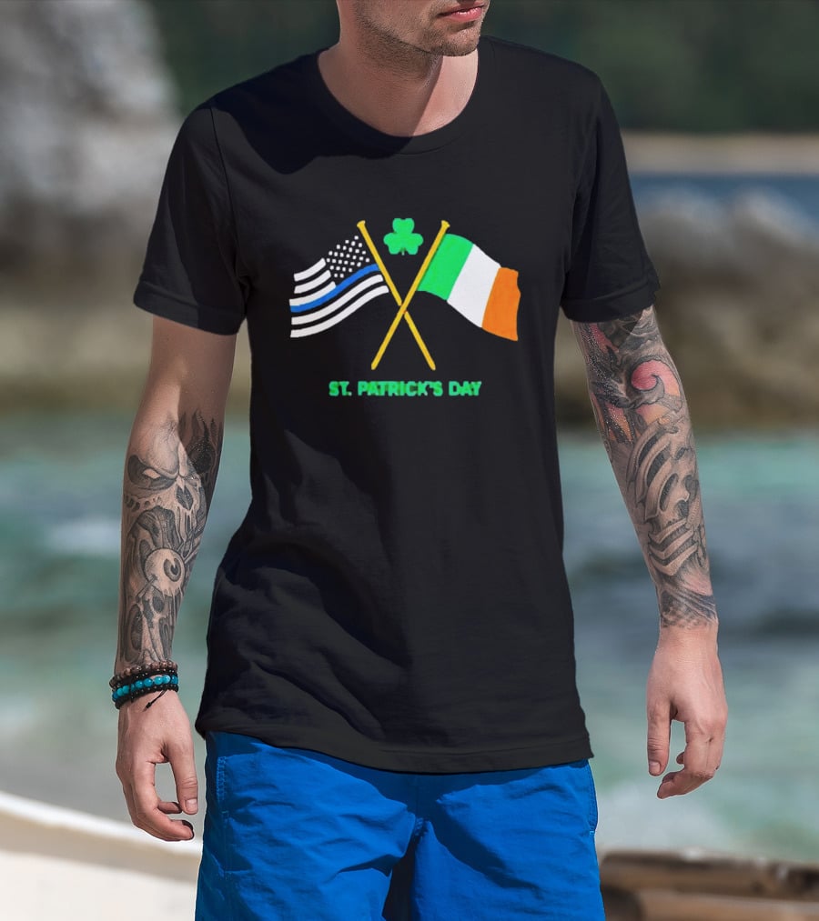 St. Patrick's Day American And Irish Flag Shamrock Celebration T-Shirt