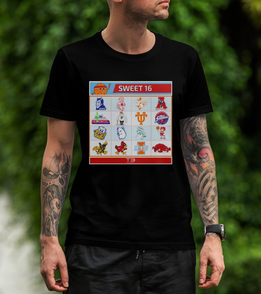 Sweet 16 NCAA Tournament 2026 Throwback Teams Duke Arizona Illinois T-Shirt
