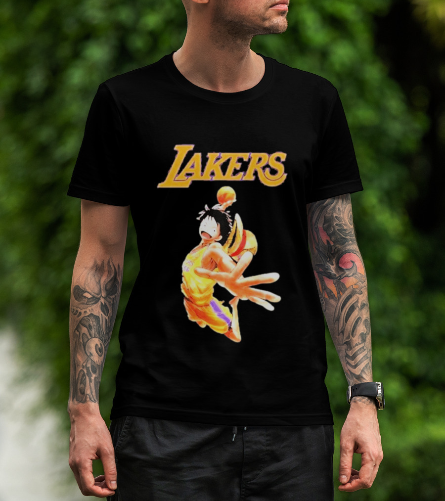 One Piece Luffy Basketball Lakers Crossover Collaboration T-Shirt