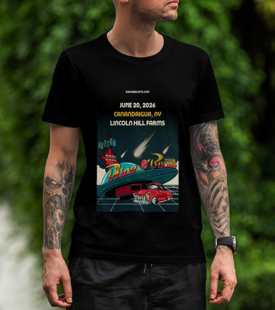 Disco Biscuits June 20 2026 Canandaigua NY Lincoln Hill Farms Summer Tour T-Shirt