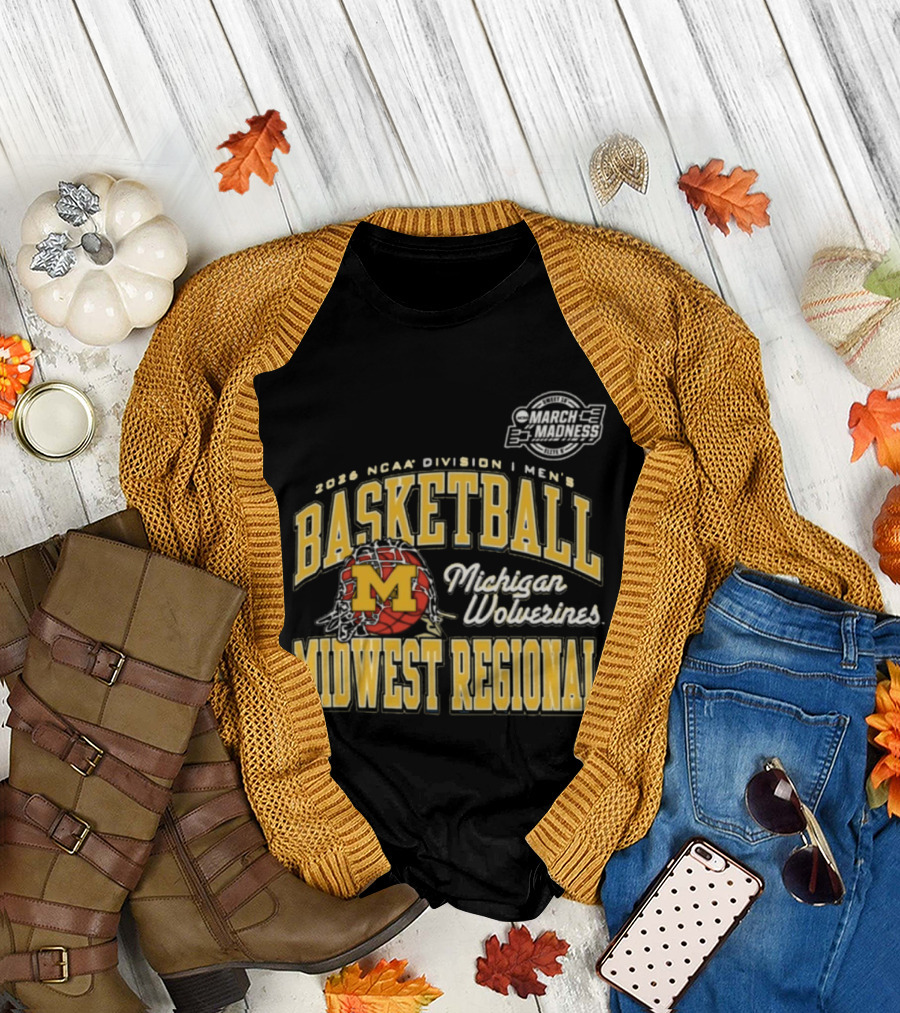 2026 NCAA Division I Men's Basketball Michigan Wolverines Midwest Regional T-Shirt
