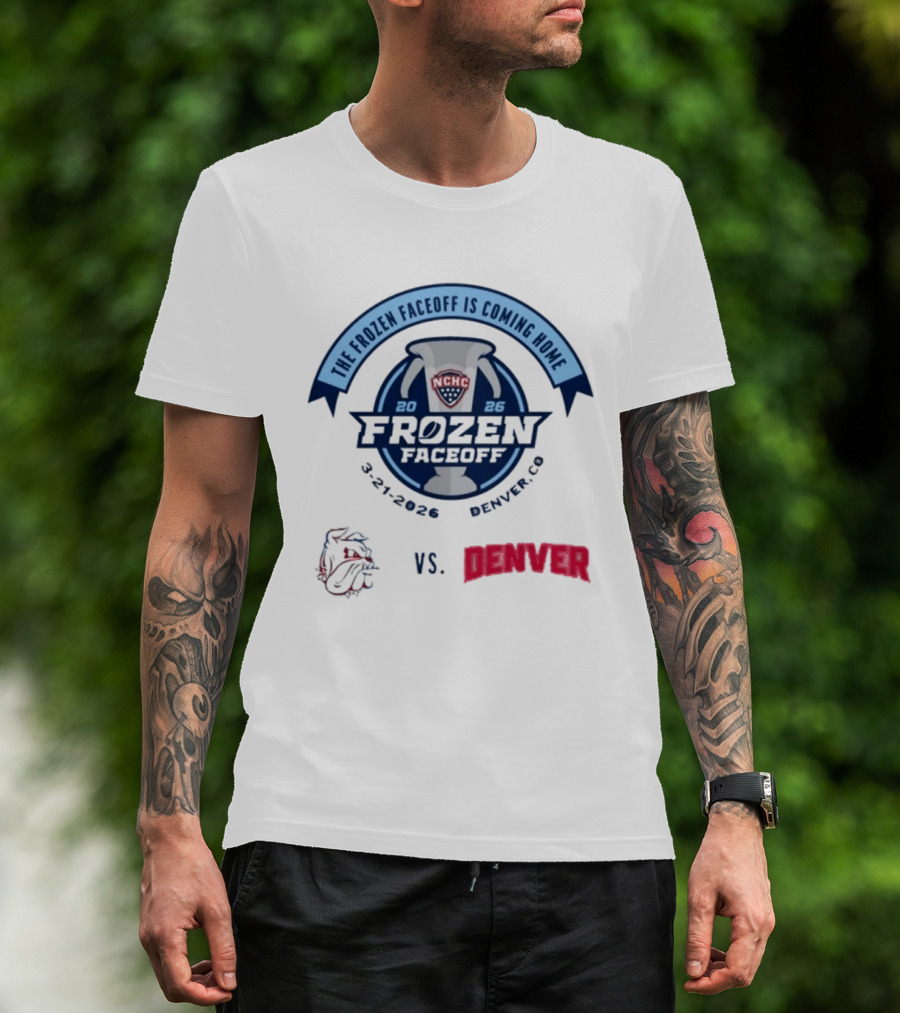 NCHC Frozen Faceoff 2026 Denver Vs Minnesota Duluth Hockey Matchup March 21 T-Shirt