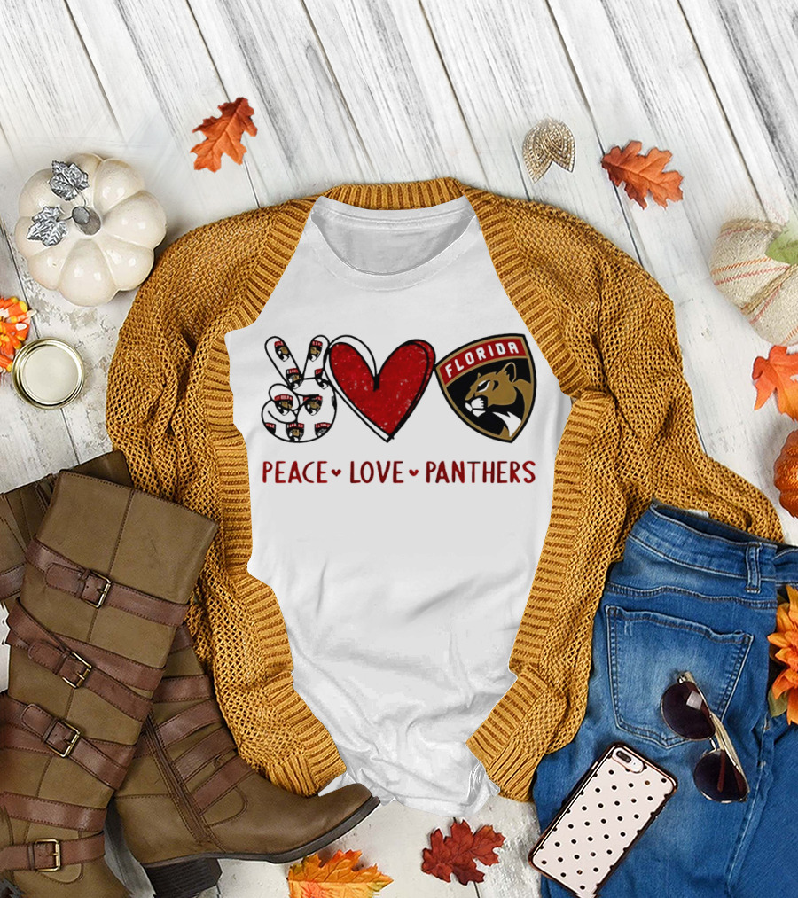 Peace Heart Florida Panthers NHL Fan Gear T-Shirt