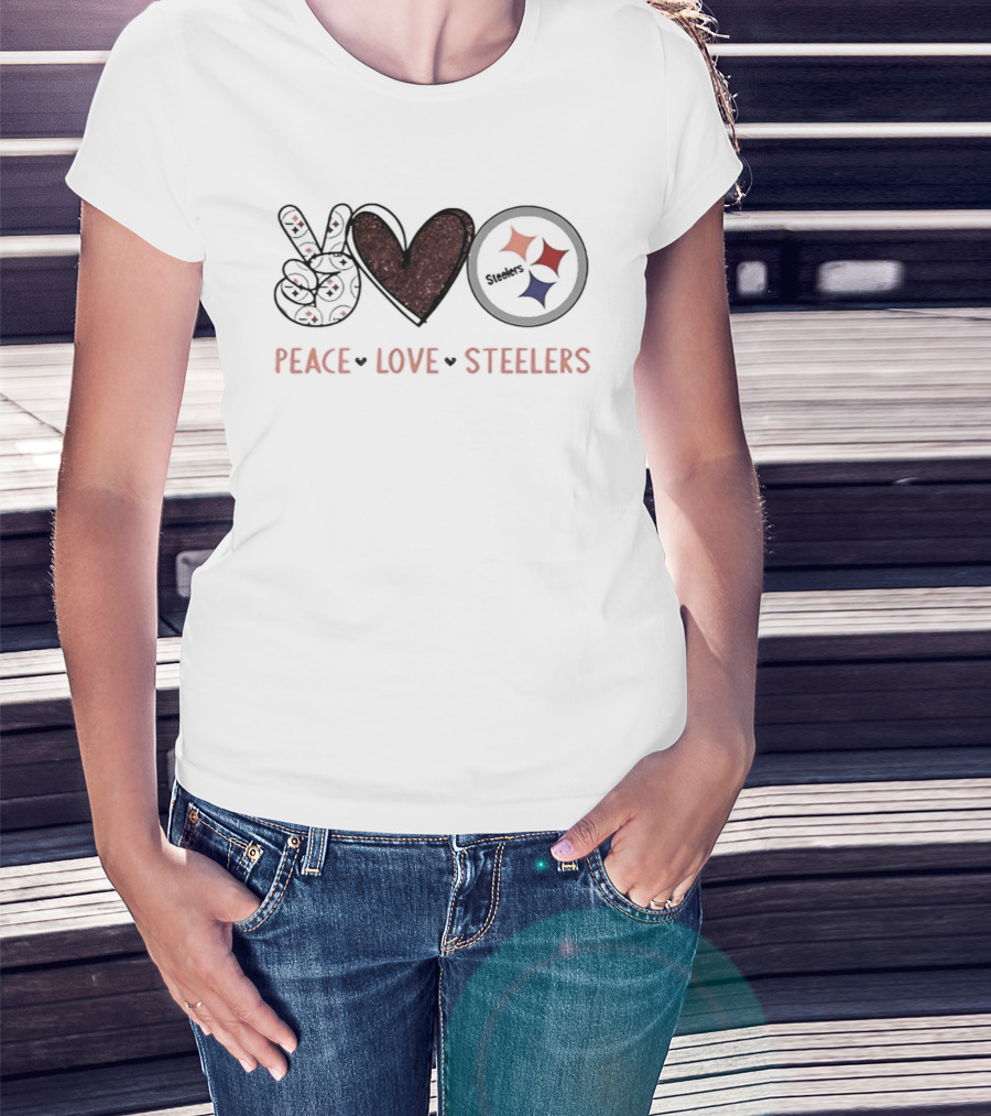 Peace Love Steelers NFL Team Symbol Fan T-Shirt