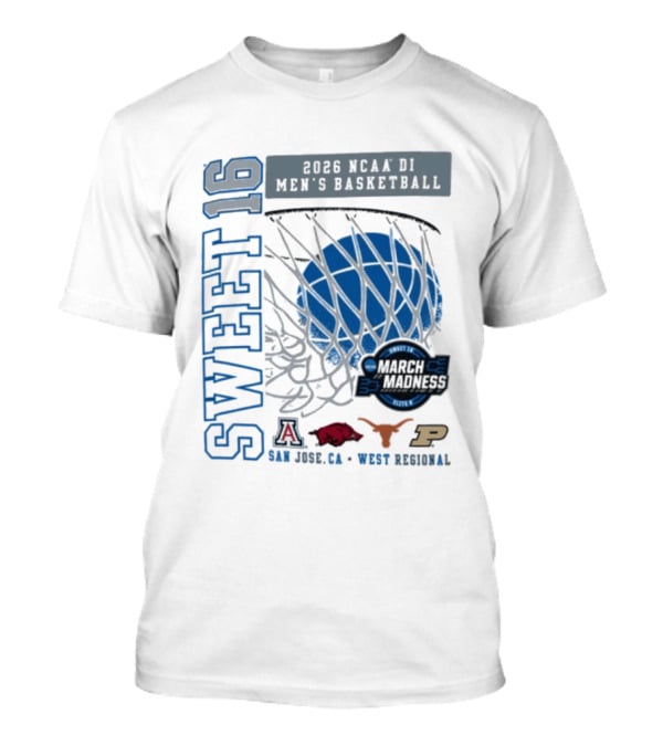 Sweet 16 March Madness 2026 NCAA DI Men's Basketball Tournament San Jose CA West Regional T-Shirt