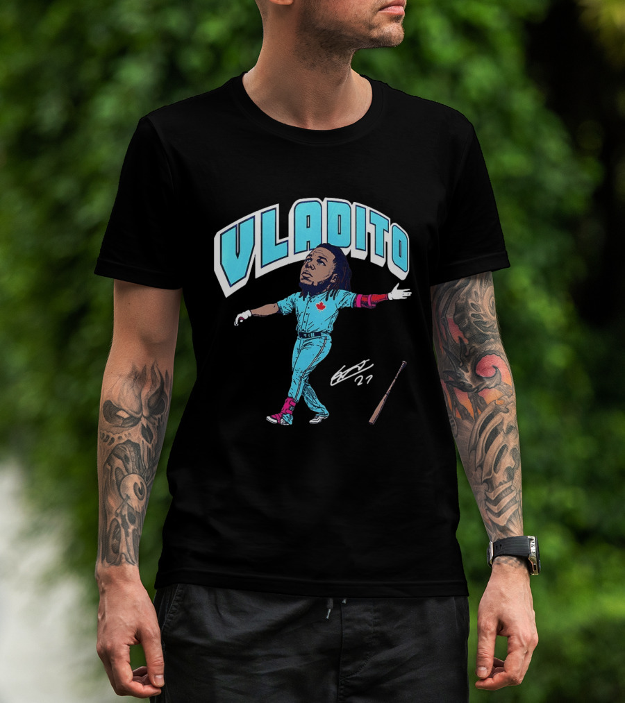 Vladito Vladimir Guerrero Jr. Toronto Blue Jays Caricature Baseball Card 27 T-Shirt