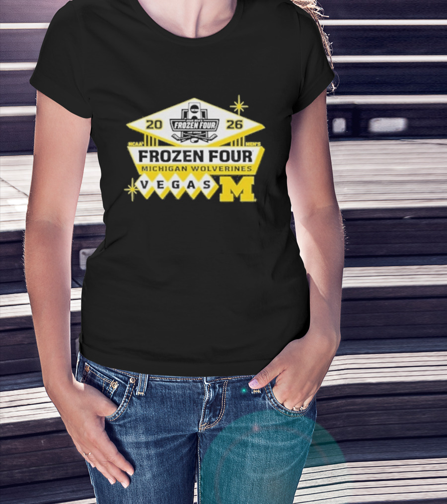 2026 NCAA Men's Ice Hockey Frozen Four Michigan Wolverines Vegas T-Shirt
