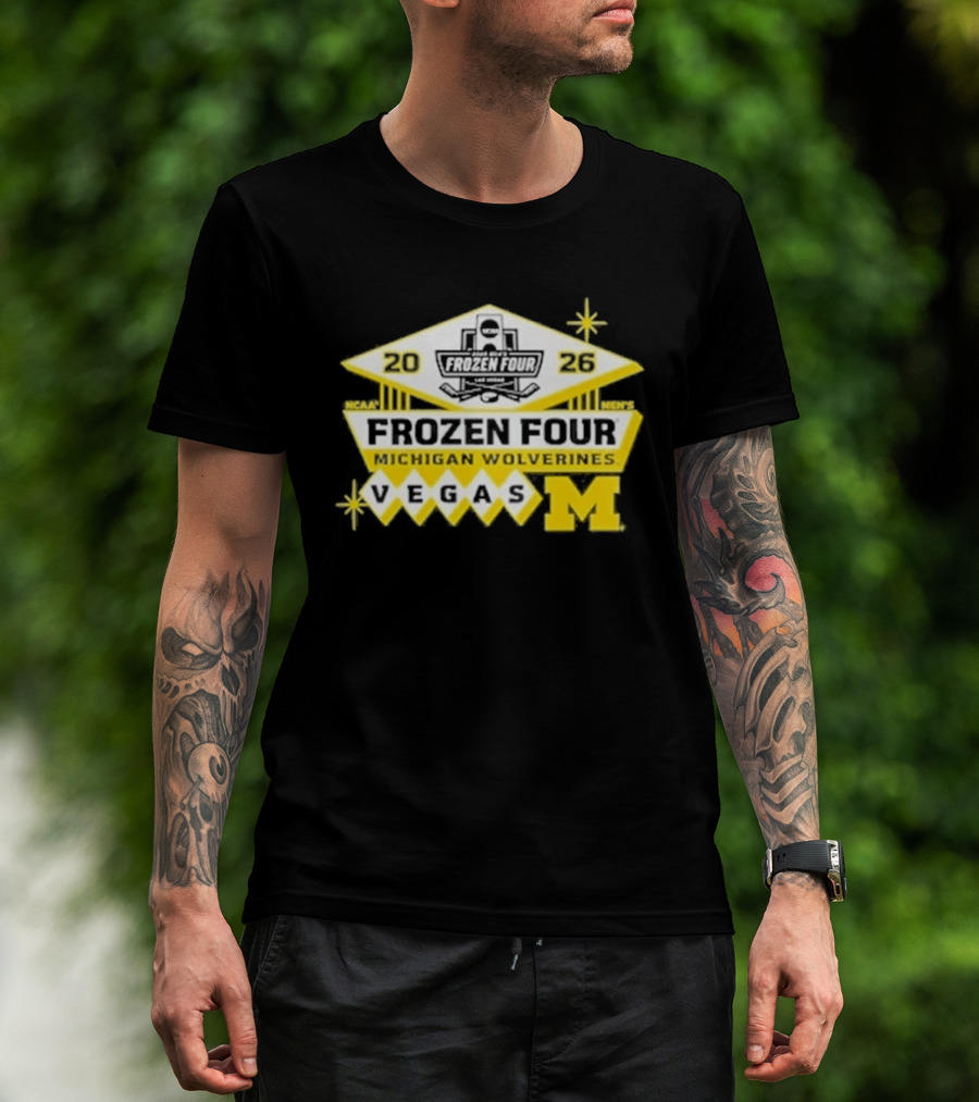 2026 NCAA Men's Ice Hockey Frozen Four Michigan Wolverines Vegas T-Shirt