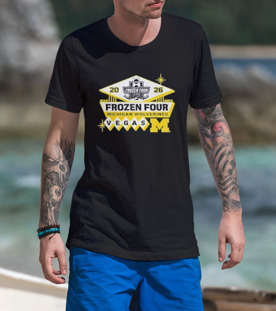 2026 NCAA Men's Ice Hockey Frozen Four Michigan Wolverines Vegas T-Shirt