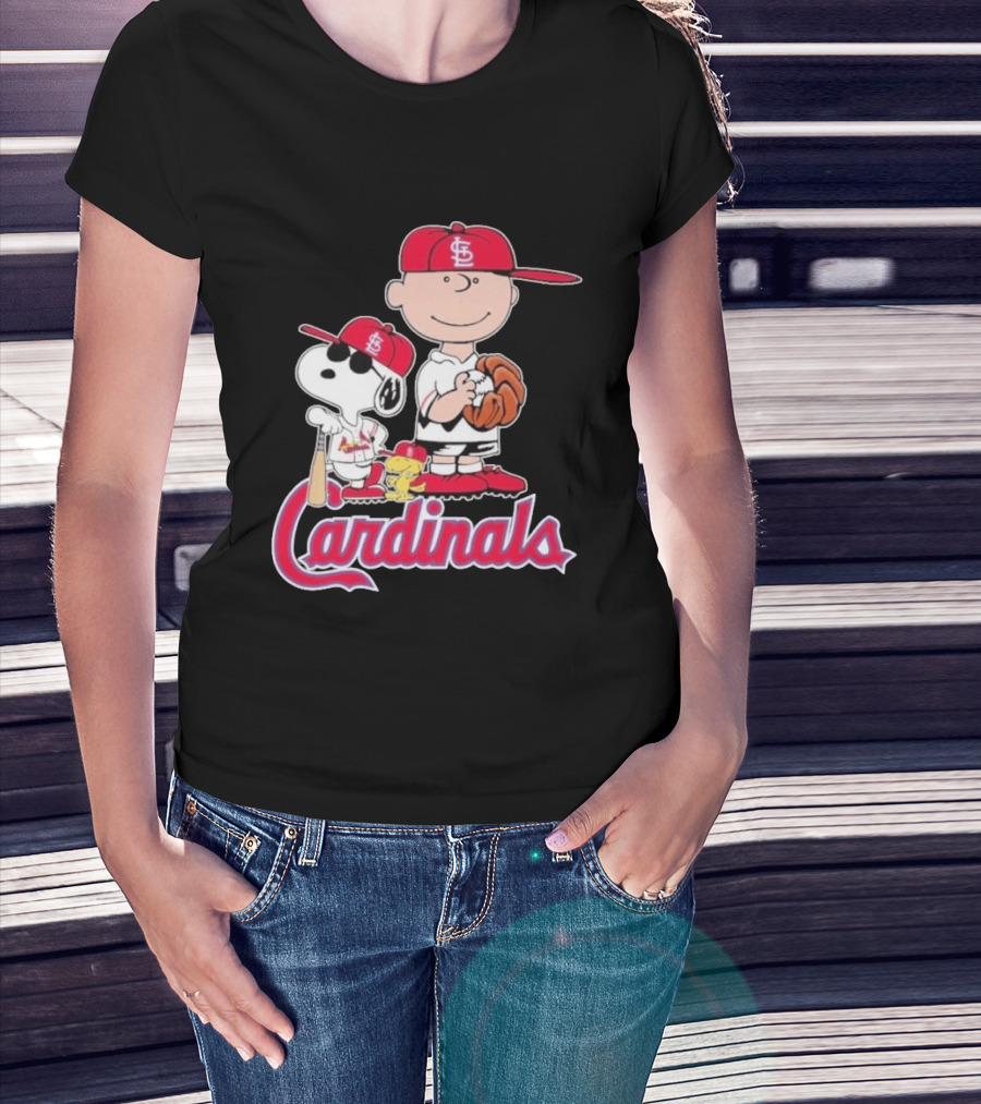 St. Louis Cardinals Peanuts Snoopy Charlie Brown Woodstock Baseball T-Shirt