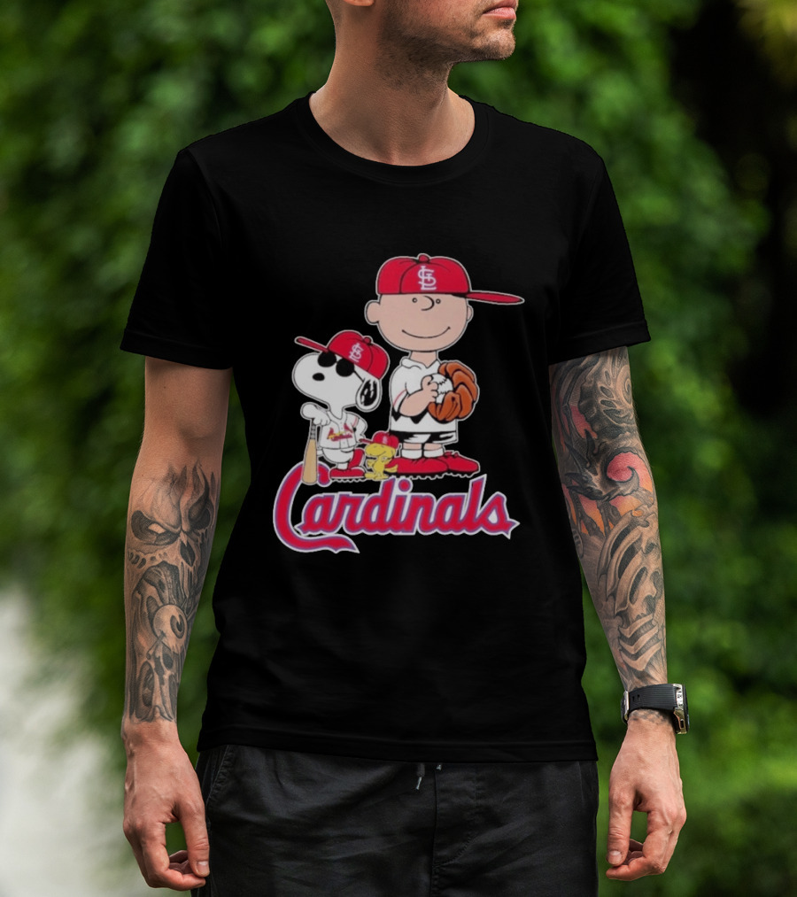 St. Louis Cardinals Peanuts Snoopy Charlie Brown Woodstock Baseball T-Shirt
