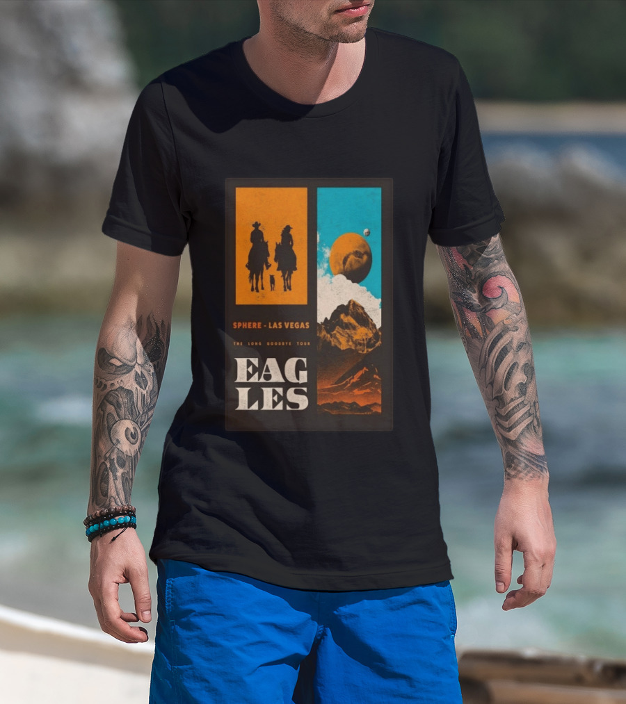 Eagles The Long Goodbye Tour 2026 Sphere Las Vegas Cowboys And Mountains T-Shirt