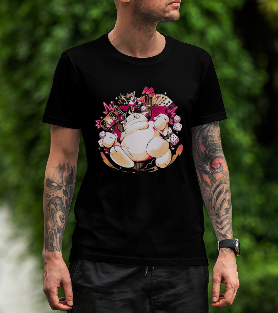 Fortune Favors The Cait Pop Culture Magical Creature With Cards Dice And Mystical T-Shirt