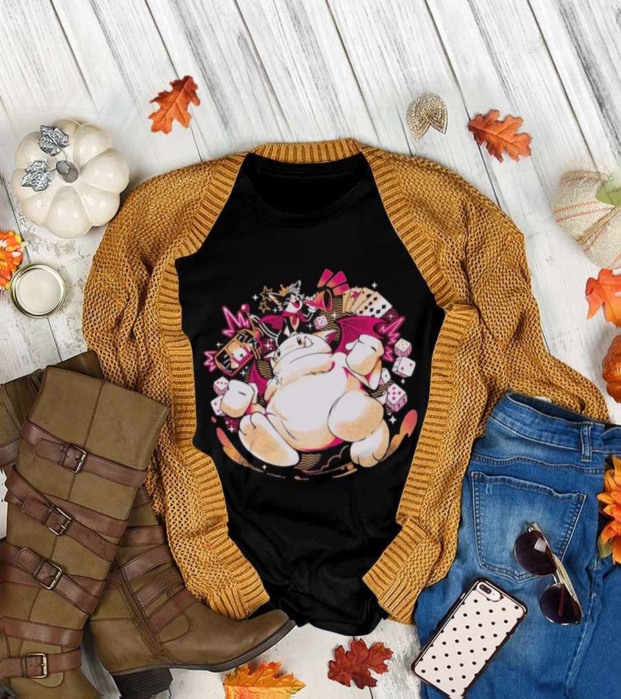 Fortune Favors the Cait Pop Culture Magical Creature with Cards Dice and Mystical T-Shirt