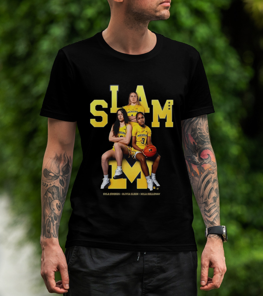 Mila Holloway Olivia Olson Syla Swords SLAM Michigan Wolverines Basketball T-Shirt