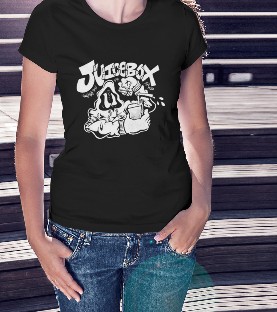 Juicebox Juice Crew Retro Cartoon Character With Drink And Fruit T-Shirt