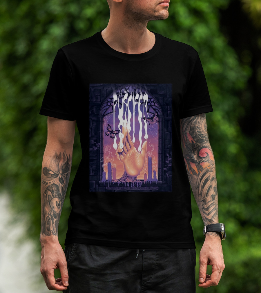 Puscifer Atlanta Georgia 2026 Concert With Hand Symbol And Butterflies At Coca Cola Roxy On March 28 2026 T-Shirt
