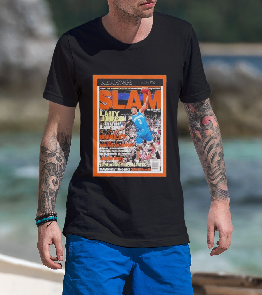 NBA Hoops Larry Johnson Livin Large Charlotte Hornets Slam Premier Issue 2021 22 Panini T-Shirt