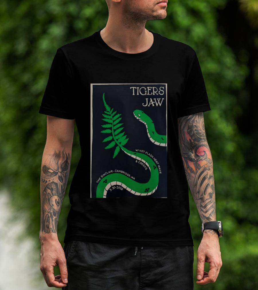 Tigers Jaw The Sinclair Cambridge MA March 30 2026 Snake Fern Hot Flash Heat Wave Creeks T-Shirt