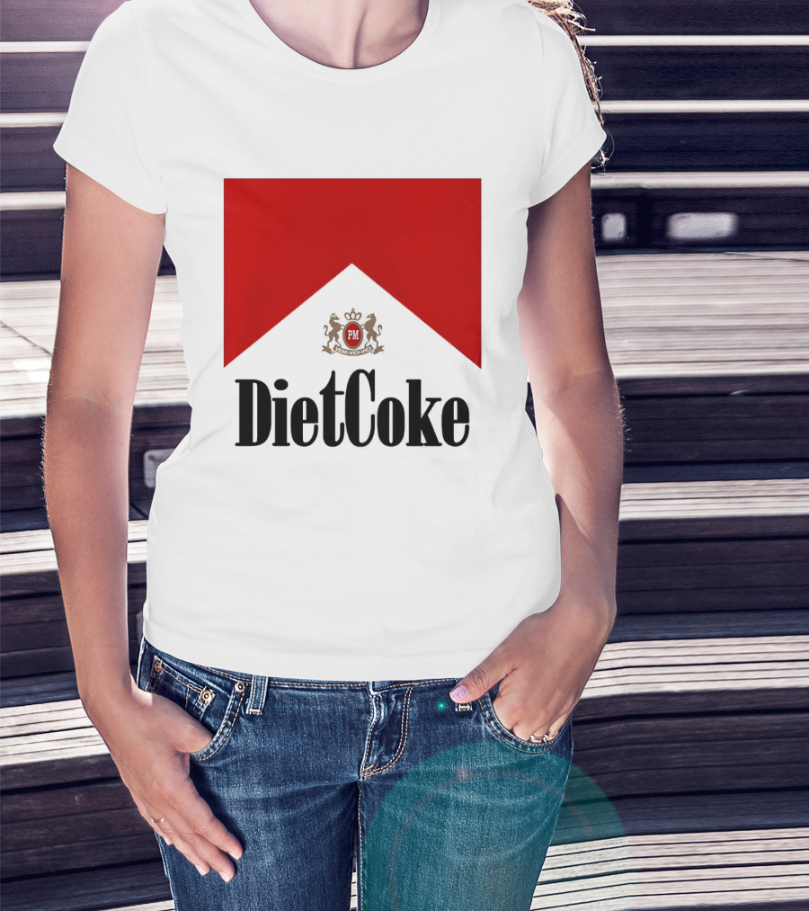 Diet Coke Marlboro Cigarettes Red V Shape PM Crest T-Shirt