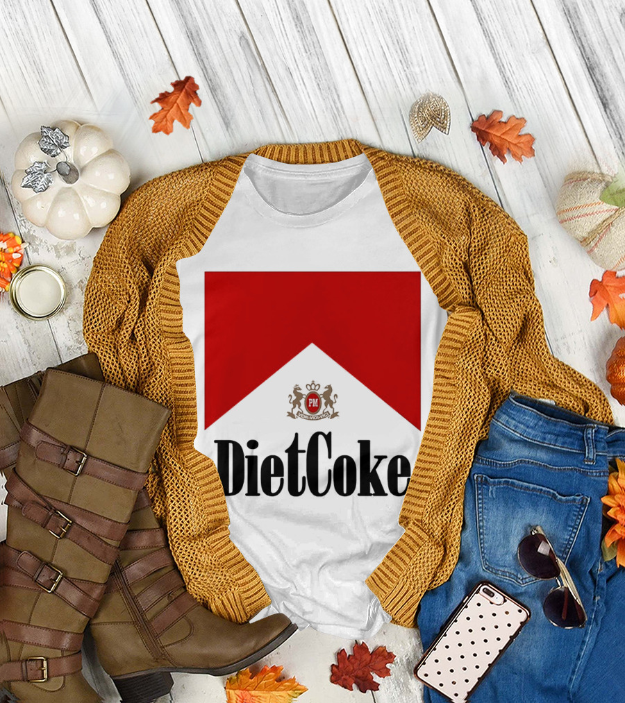 Diet Coke Marlboro Cigarettes Red V Shape PM Crest T-Shirt
