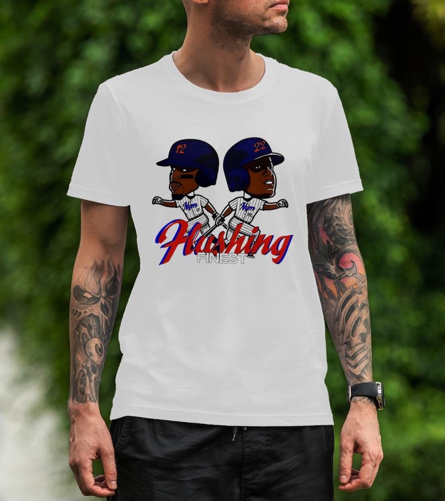 Juan Soto Vs Francisco Lindor Flushing Finest New York Mets Baseball Caricature T-Shirt