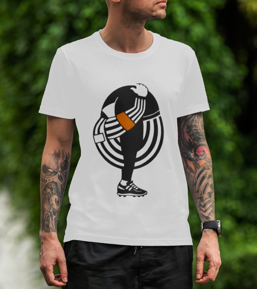 Kyle Dubas Referee Black And White Stripes With Orange Armband T-Shirt