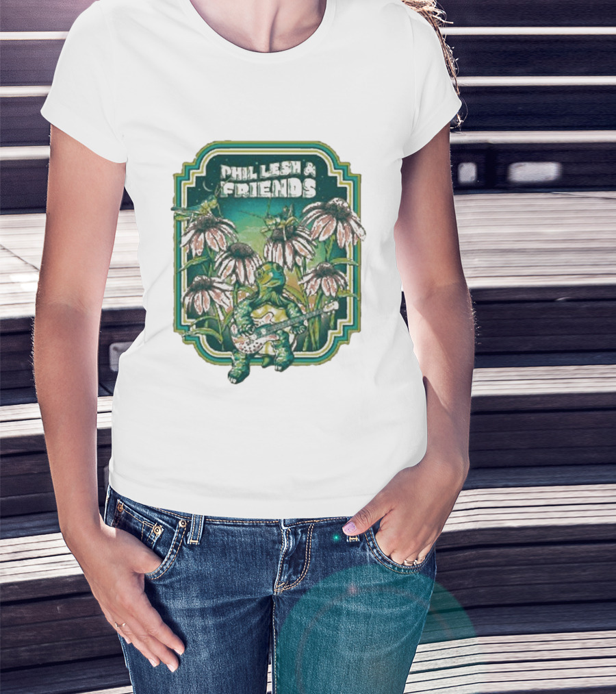 Phil Lesh And Friends Turtle Playing Guitar Among Flowers Butterfly T-Shirt