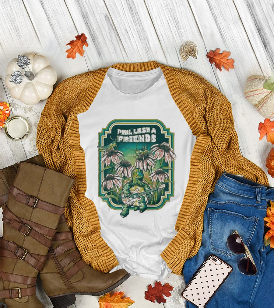 Phil Lesh And Friends Turtle Playing Guitar Among Flowers Butterfly T-Shirt