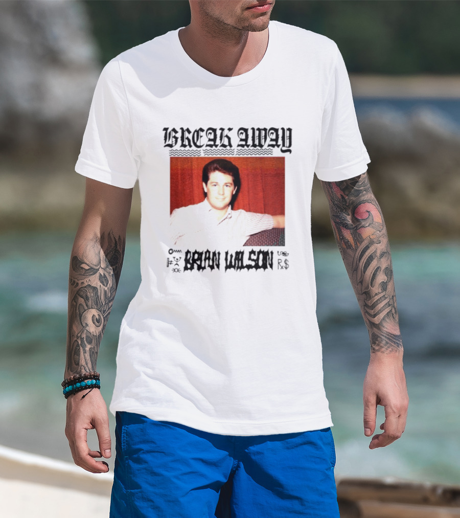 BREAK AWAY BRIAN WILSON Photo Portrait Striped T-Shirt
