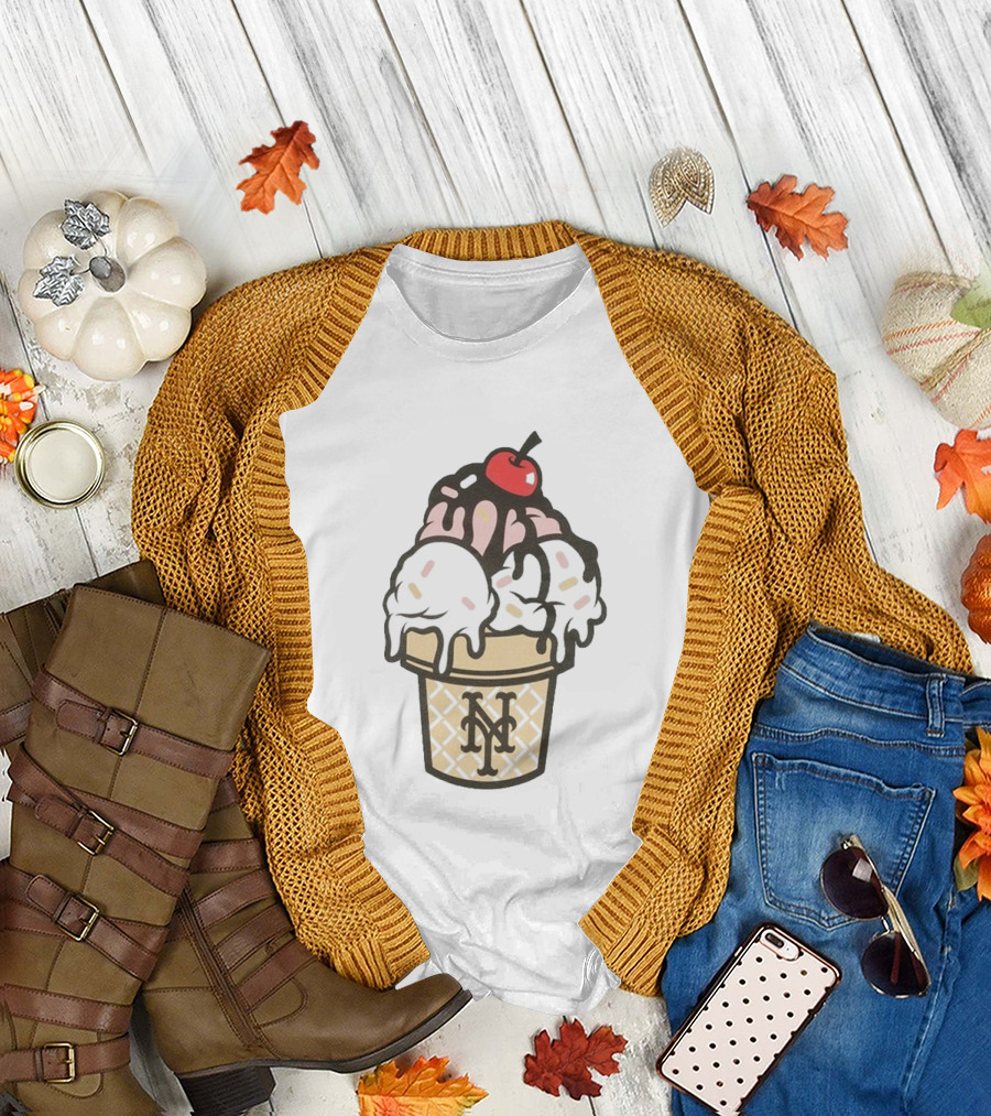New York Mets Ice Cream Sundae Frozen Treats Cone T-Shirt