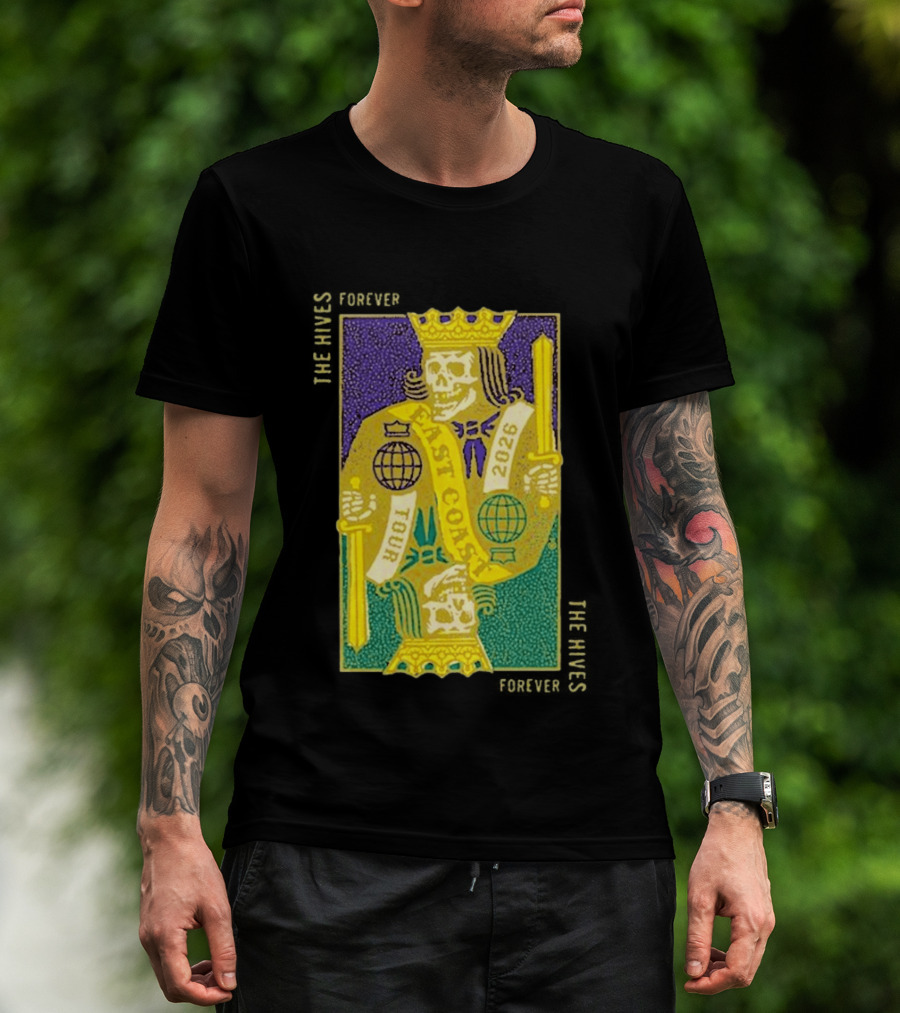 The Hives East Coast Tour 2026 Playing Cards Skeleton King T-Shirt