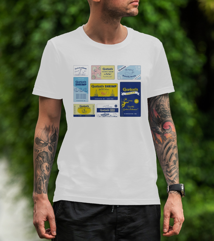 Gorton's Seafood Shrimp Box Collection Gloucester MA Vintage Packaging T-Shirt