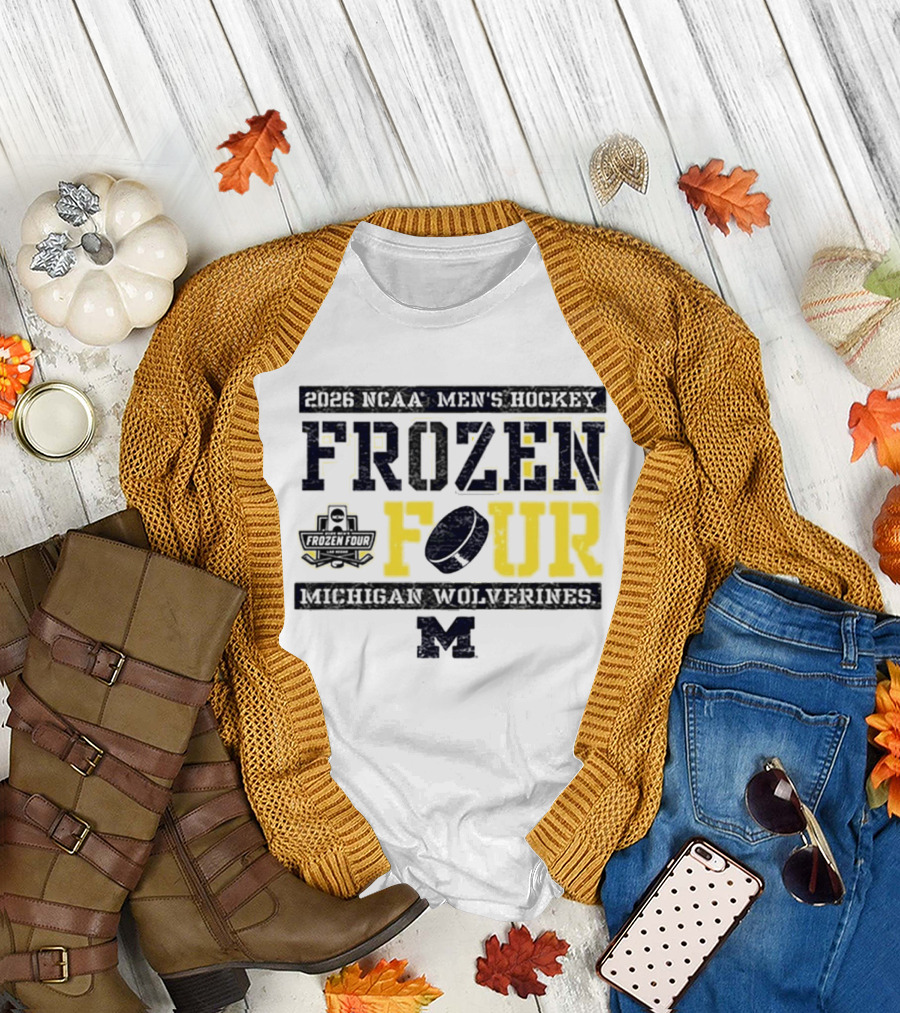 2026 NCAA Men's Hockey Frozen Four Michigan Wolverines T-Shirt