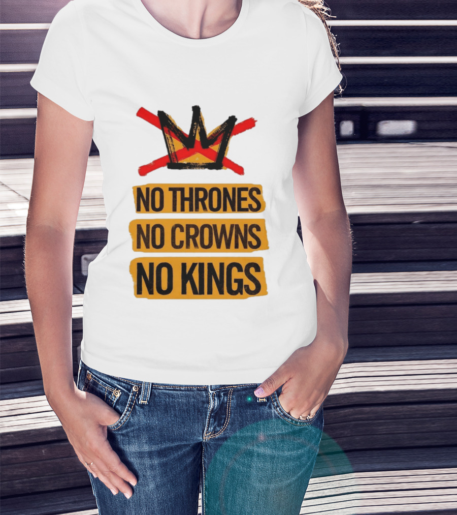 No Thrones No Crowns No Kings Crown Symbol Crossed Out In Red T-Shirt
