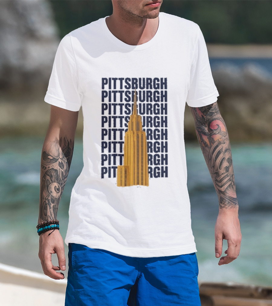 Pittsburgh Deco Building Repeated T-Shirt