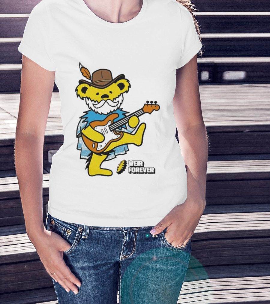 Weir Forever Blue Bear Playing Guitar T-Shirt