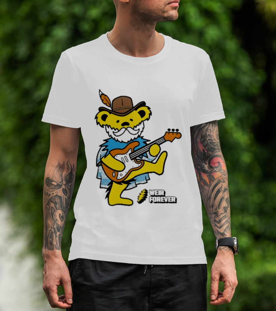 Weir Forever Blue Bear Playing Guitar T-Shirt