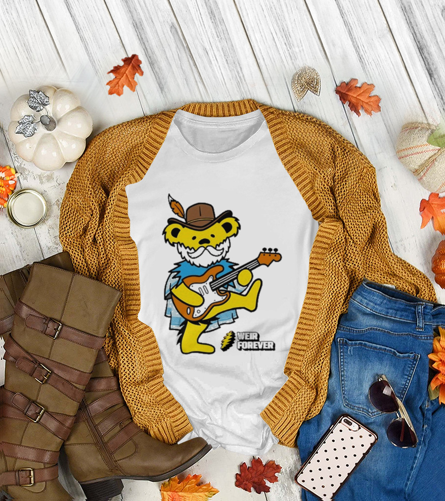 Weir Forever Blue Bear Playing Guitar T-Shirt