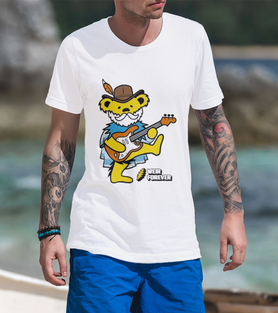 Weir Forever Blue Bear Playing Guitar T-Shirt