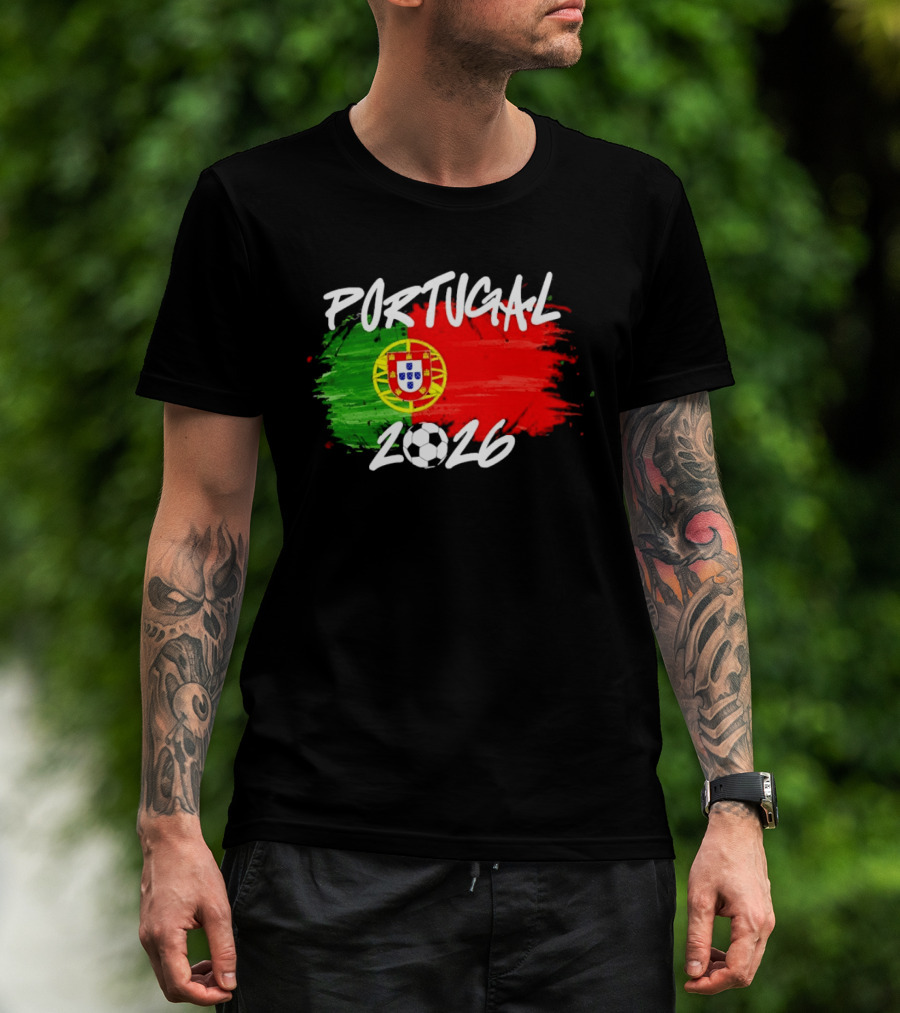 Portugal 2026 Flag With Soccer Ball Paintbrush T-Shirt