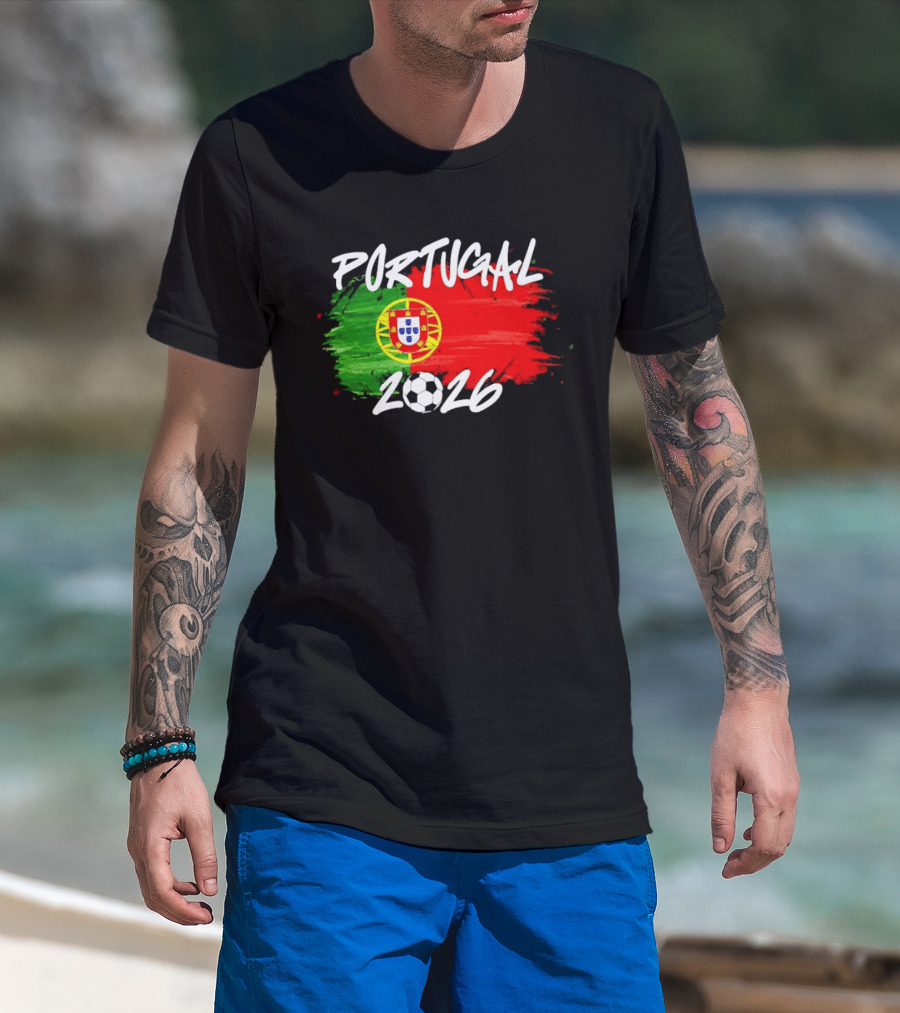 Portugal 2026 Flag With Soccer Ball Paintbrush T-Shirt