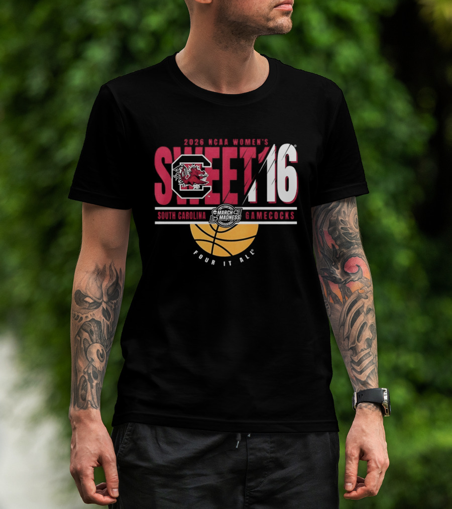 South Carolina Gamecocks NCAA Women's Basketball 2026 Sweet 16 Four It All Basketball T-Shirt