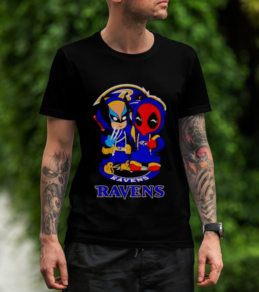 Baltimore Ravens Marvel Wolverine Deadpool True Friends Fan Gear T-Shirt