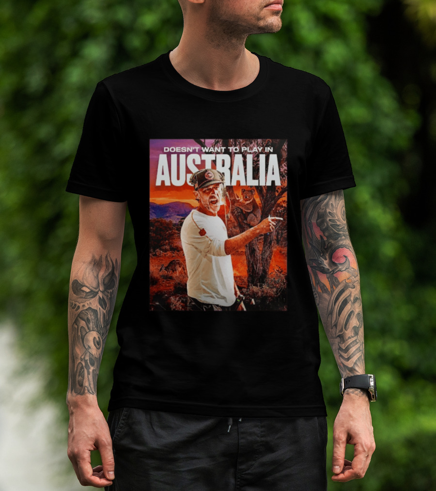 Doesn't Want To Play In Australia Kyle Shanahan San Francisco 49ers Coaching Kangaroos Koalas Scene T-Shirt