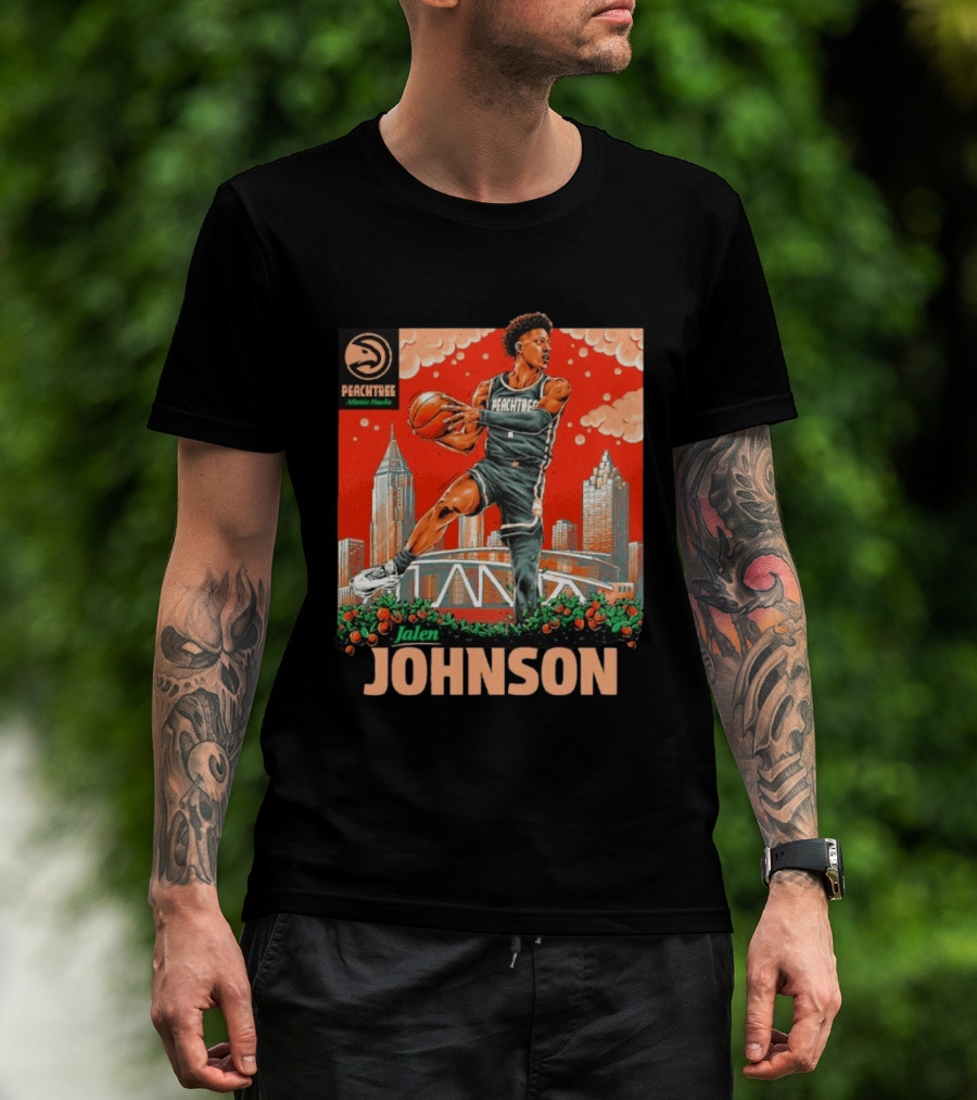Atlanta Hawks Jalen Johnson Peachtree Skyline Basketball T-Shirt