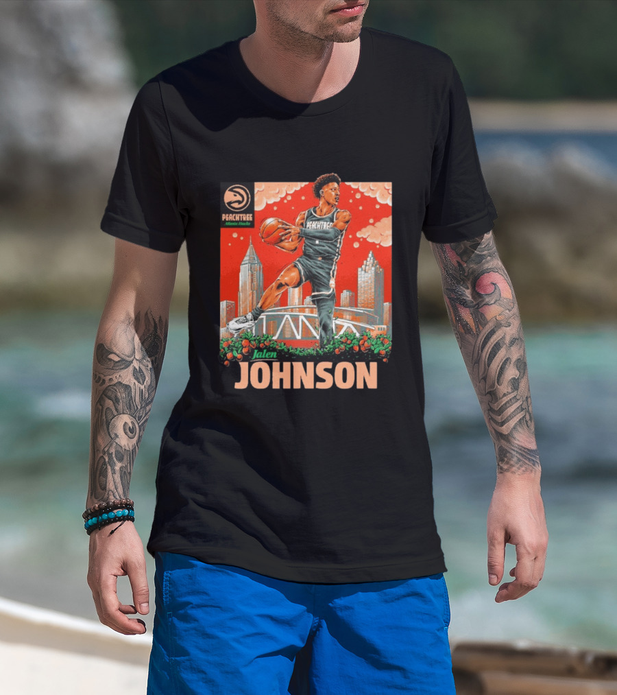 Atlanta Hawks Jalen Johnson Peachtree Skyline Basketball T-Shirt