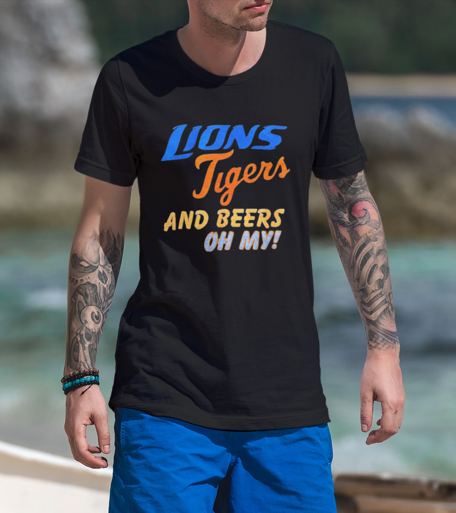 Lions Tigers And Beers Oh My Halloween Sports Fan T-Shirt