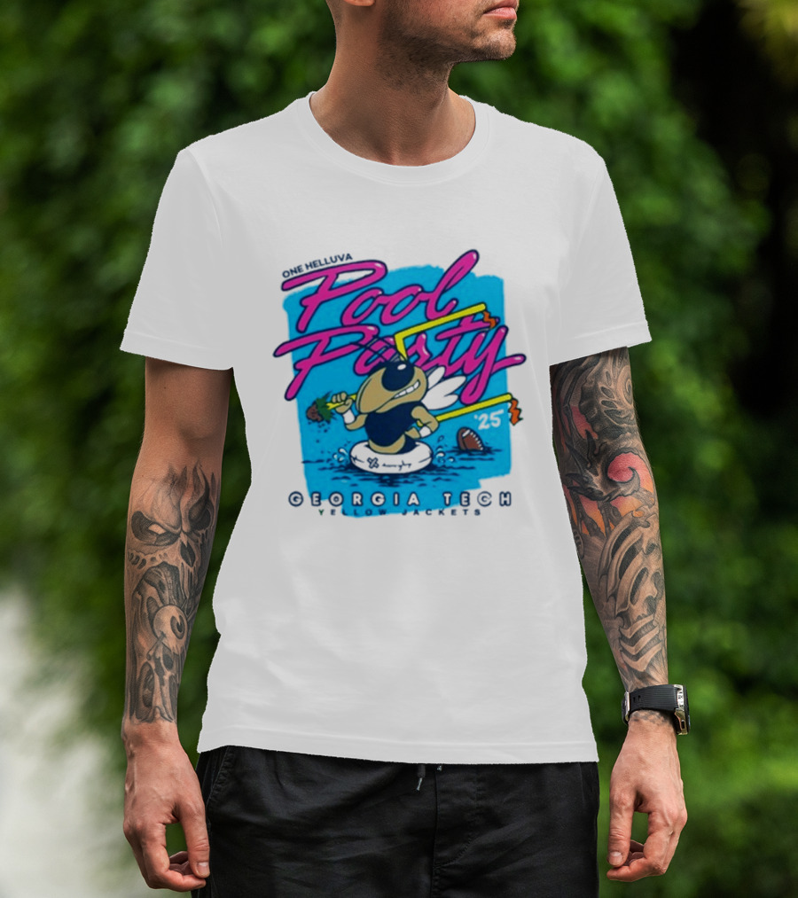 Georgia Tech Yellow Jackets Pool Party Buzz Drinking Summer Vibes T-Shirt